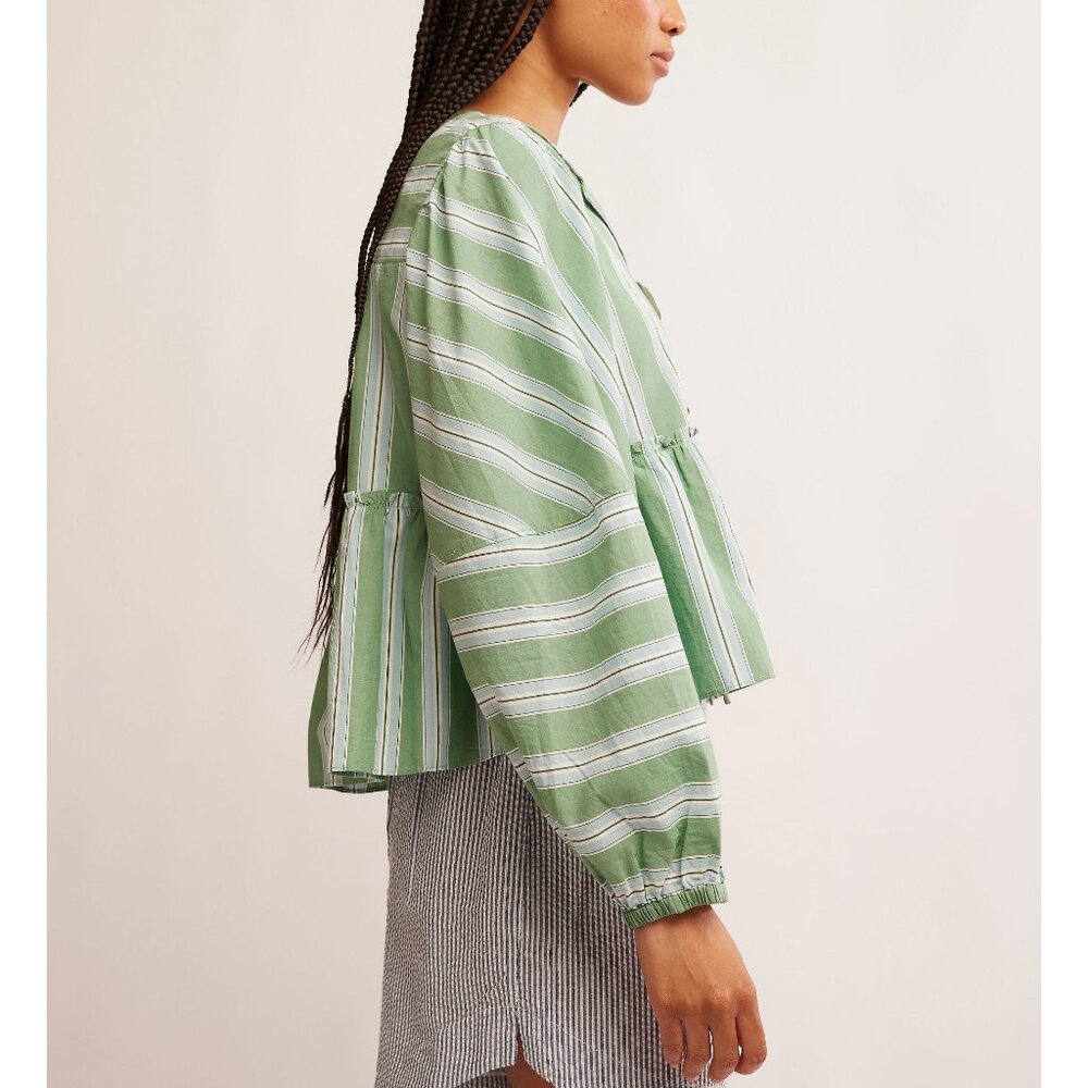 🎉LAST CHANCE🎉 FREE PEOPLE Brunch Babe Blouse / White Spruce Combo - Picture 7 of 11